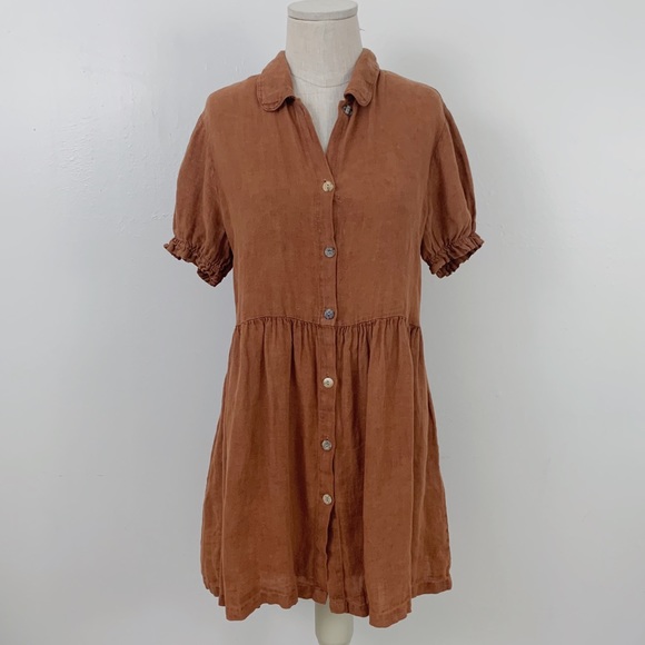 zara orange linen dress